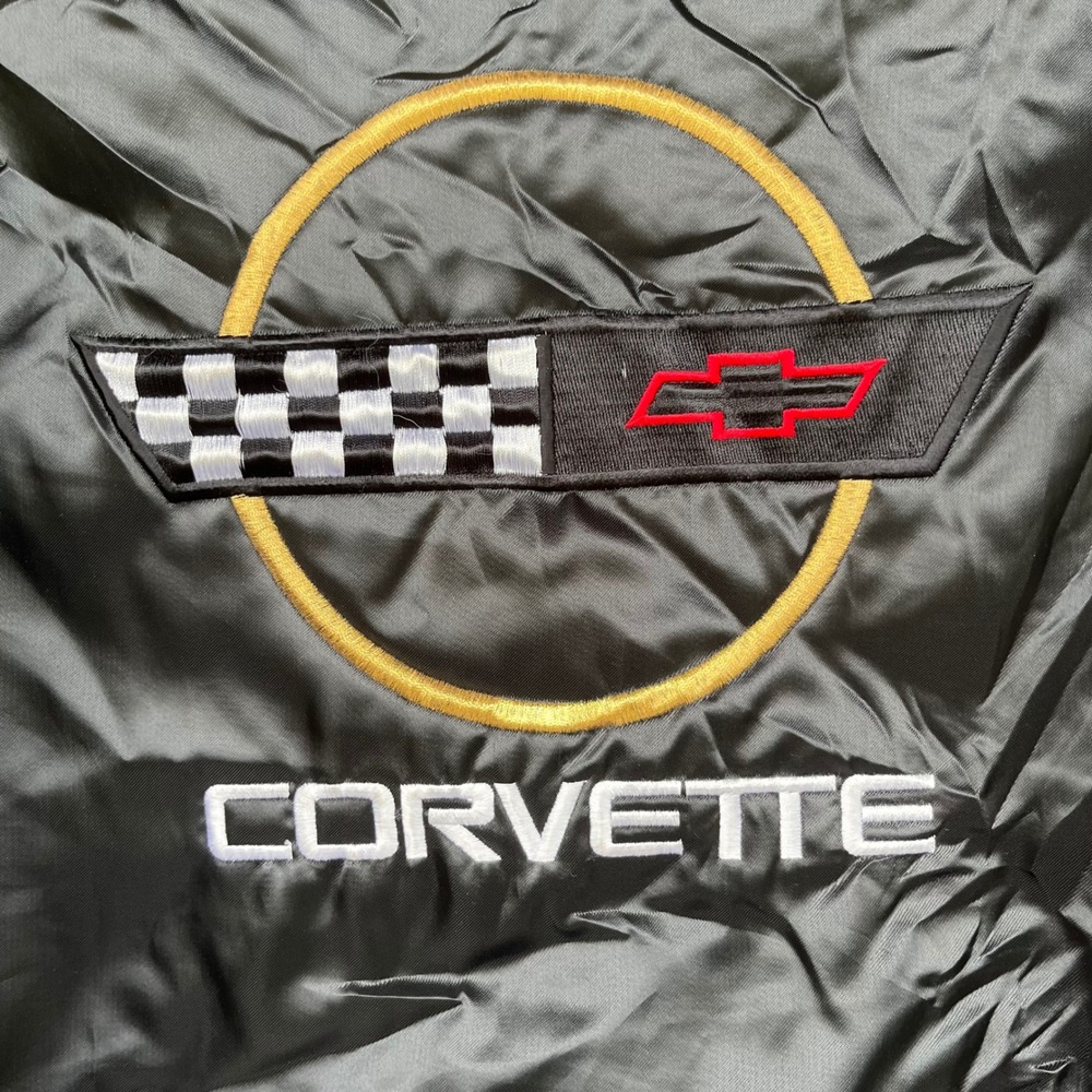 Vintage Hilton 92 Corvette Bomber Jacket Mens Large Black Satin Racing Made USA - Picture 5 of 8